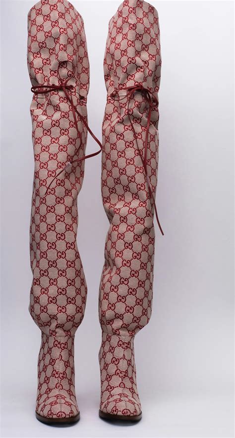 gucci monogram lace fashion|gucci monogram thigh high boots.